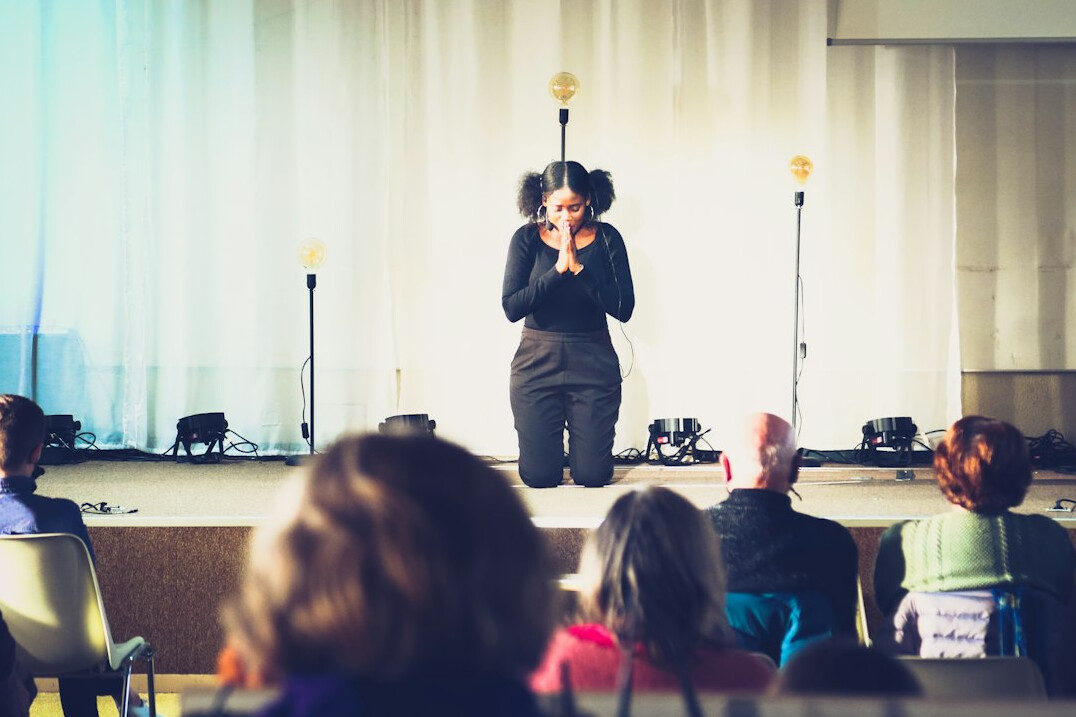 confident speaker presenting