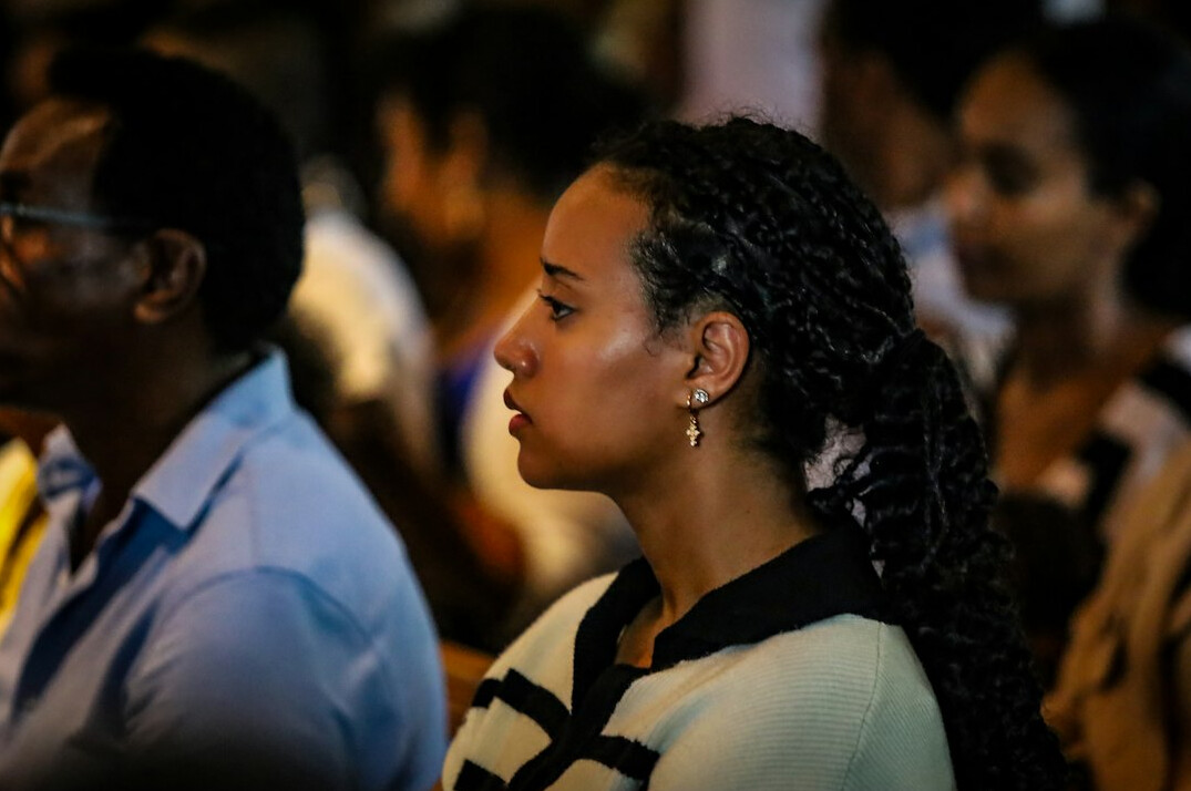 diverse group listening to speaker